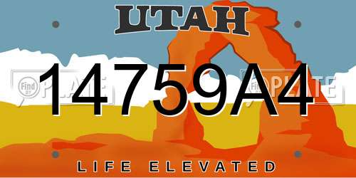 14759A4 Utah License Plate