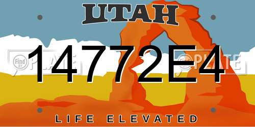 14772E4 Utah License Plate