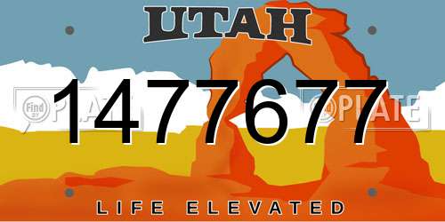 1477677 Utah License Plate