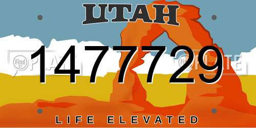 1477729 Utah License Plate