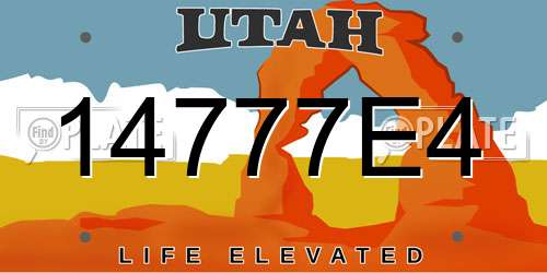 14777E4 Utah License Plate