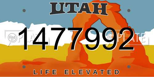 1477992 Utah License Plate