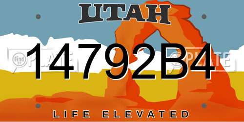 14792B4 Utah License Plate