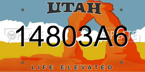 14803A6 Utah License Plate