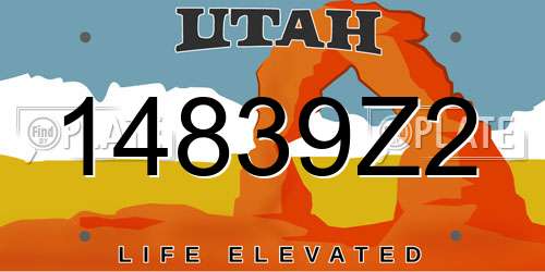 14839Z2 Utah License Plate