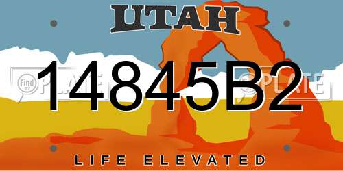 14845B2 Utah License Plate