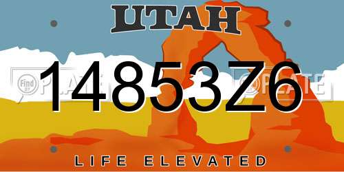 14853Z6 Utah License Plate