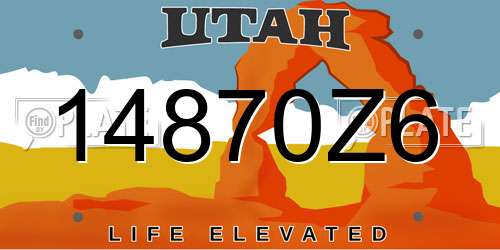 14870Z6 Utah License Plate