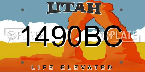 1490BC Utah License Plate