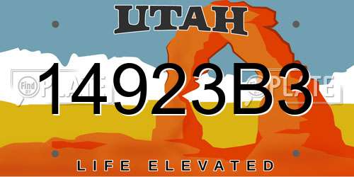 14923B3 Utah License Plate