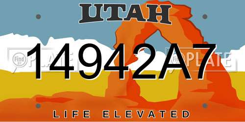 14942A7 Utah License Plate