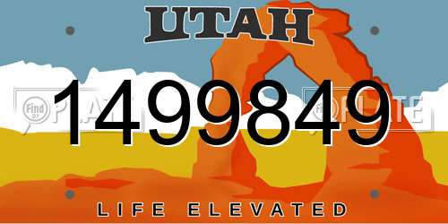 1499849 Utah License Plate