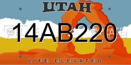 14AB220 Utah License Plate
