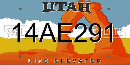 14AE291 Utah License Plate
