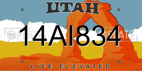 14AI834 Utah License Plate