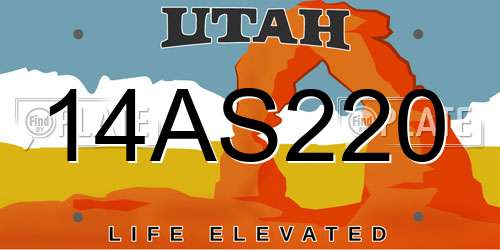 14AS220 Utah License Plate