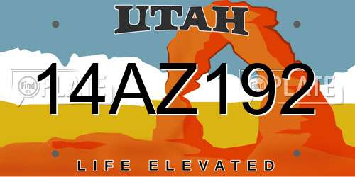 14AZ192 Utah License Plate