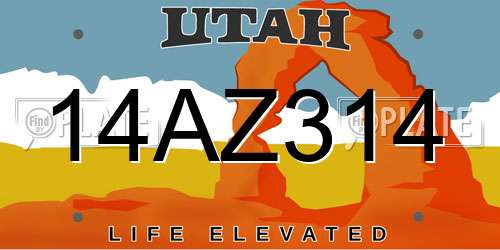 14AZ314 Utah License Plate