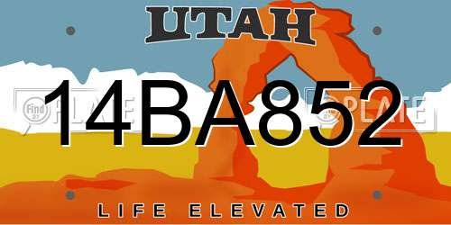 14BA852 Utah License Plate
