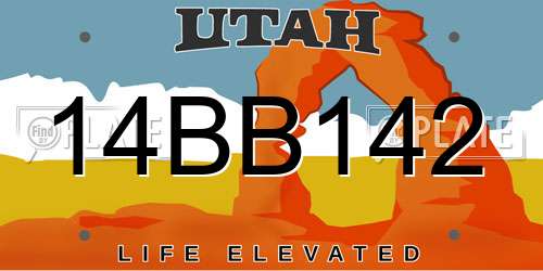 14BB142 Utah License Plate