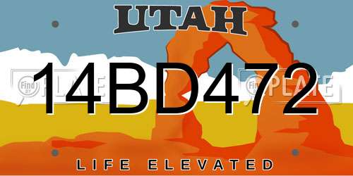 14BD472 Utah License Plate