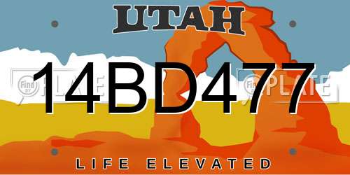 14BD477 Utah License Plate