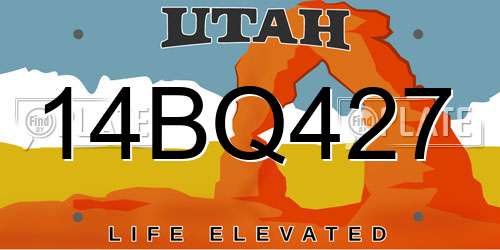 14BQ427 Utah License Plate