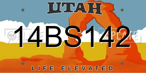 14BS142 Utah License Plate