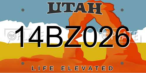 14BZ026 Utah License Plate