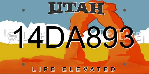 14DA893 Utah License Plate