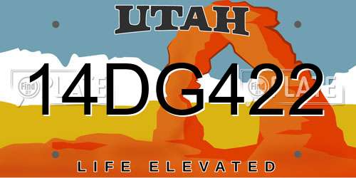 14DG422 Utah License Plate