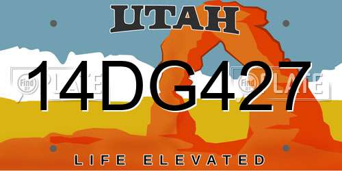 14DG427 Utah License Plate