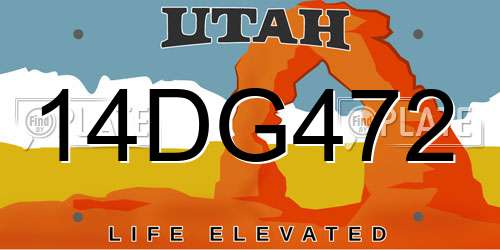 14DG472 Utah License Plate