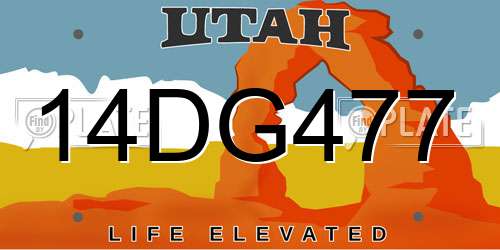 14DG477 Utah License Plate