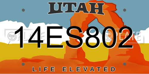14ES802 Utah License Plate