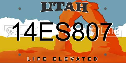 14ES807 Utah License Plate