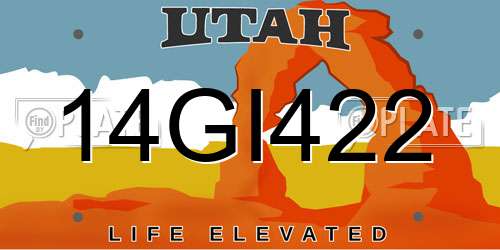 14GI422 Utah License Plate