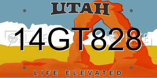 14GT828 Utah License Plate