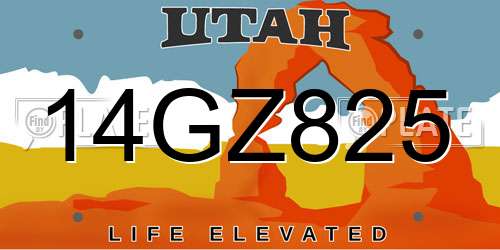14GZ825 Utah License Plate