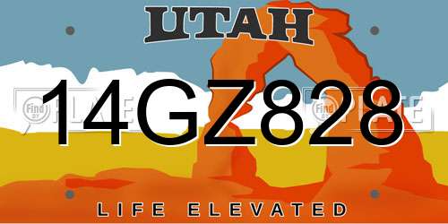14GZ828 Utah License Plate