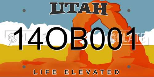 14OB001 Utah License Plate