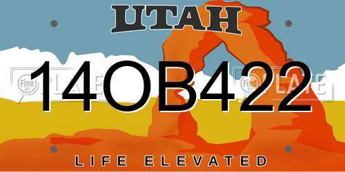 14OB422 Utah License Plate
