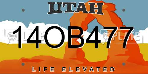 14OB477 Utah License Plate