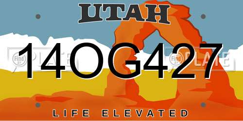 14OG427 Utah License Plate
