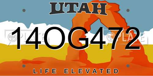 14OG472 Utah License Plate