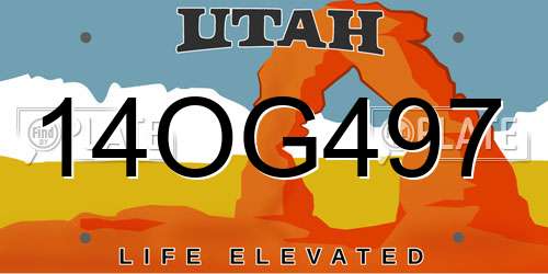 14OG497 Utah License Plate