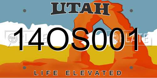 14OS001 Utah License Plate