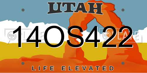 14OS422 Utah License Plate