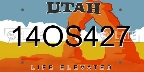 14OS427 Utah License Plate