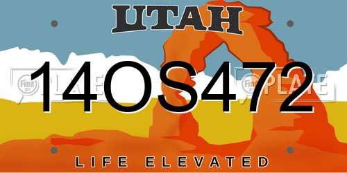 14OS472 Utah License Plate